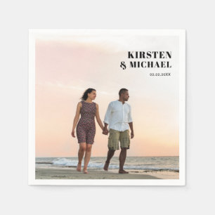 Moderne Foto Hochzeitskarte Einladung Serviette