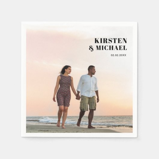 Moderne Foto Hochzeitskarte Einladung Serviette (Vorderseite)