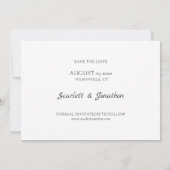 Moderne Foto-Hochzeitskarte mit Skript Save the Da Date (Rückseite)
