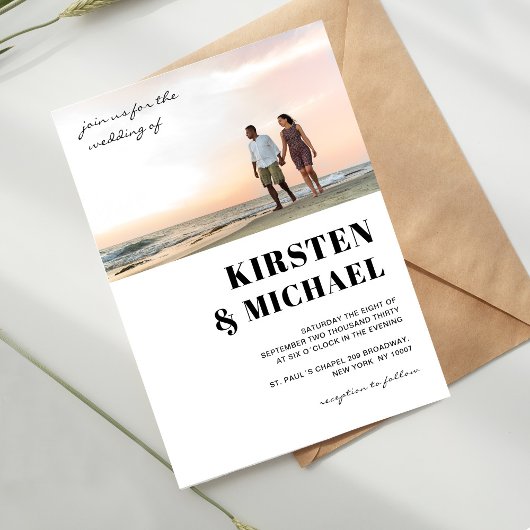 Moderne Foto Hochzeitskartkarte Einladung