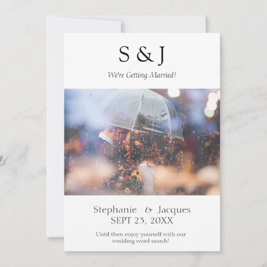 Moderne Foto-Hochzeitssatzsuche Save the Date - La Einladung (Rückseite)