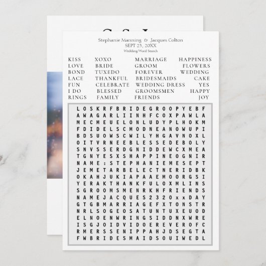 Moderne Foto Hochzeitsstimelsuche Save the Date - Einladung (Vorne/Hinten)