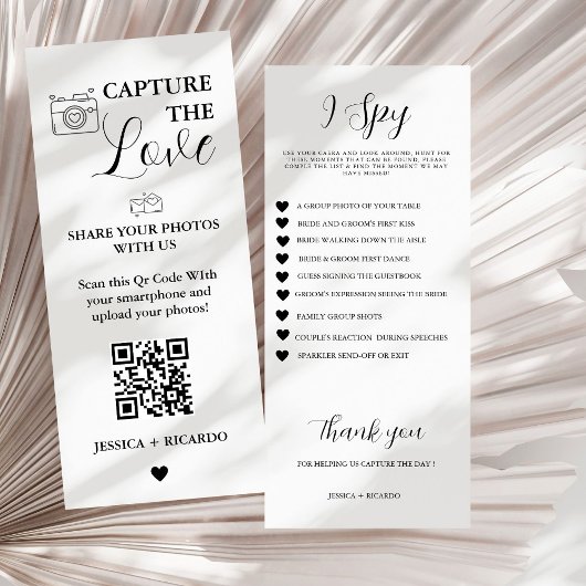 Moderne Foto Hunt Scavenger Capture the Liebe Menükarte