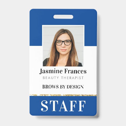 MODERNE FOTO ID Arbeit chic Design Blau Ausweis (Vorderseite)