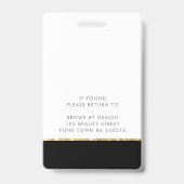MODERNE FOTO ID Arbeit schick Design Schwarz Ausweis (Rückseite)
