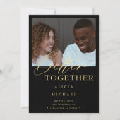 Moderne Foto Imitate Gold Drehbuch einfache Hochze Save The Date (Vorderseite)