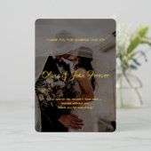 Moderne Foto Kalligrafie Hochzeit danke Karte (Stehend vorne)