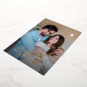 Moderne Foto-Kalligrafie-Hochzeit rettet das Datum Folieneinladung (Gedreht)