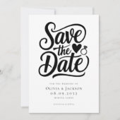Moderne Foto-Kalligrafie-Hochzeit Save The Date (Vorderseite)