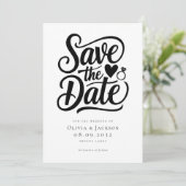 Moderne Foto-Kalligrafie-Hochzeit Save The Date (Stehend Vorderseite)