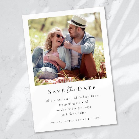 Moderne Foto-Kalligrafie-Hochzeit Save The Date