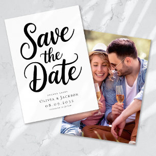 Moderne Foto-Kalligrafie-Hochzeit Save The Date