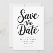 Moderne Foto-Kalligrafie-Hochzeit Save The Date (Vorderseite)