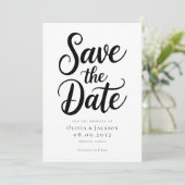 Moderne Foto-Kalligrafie-Hochzeit Save The Date (Stehend Vorderseite)