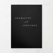 Moderne Foto-Kalligrafie in einer Schwarzen Hochze Dreifach Gefaltete Einladung (Cover)