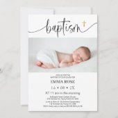 Moderne Foto Kalligrafie Taufe Einladung (Vorderseite)