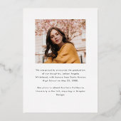 Moderne Foto-Klasse Abschluss Foil Einladung (Rückseite)