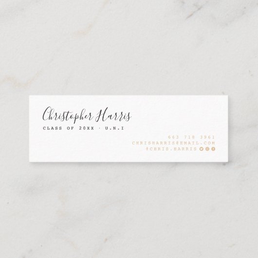 Moderne Foto-Klasse aus weißem und goldfarbenem Ab Telefonnummerkarte (Rückseite)