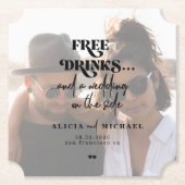 Moderne Foto kostenlose Getränke Hochzeit speicher Untersetzer (Vorderseite)