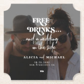 Moderne Foto kostenlose Getränke Hochzeit speicher Untersetzer (Vorderseite)