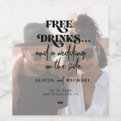 Moderne Foto kostenlose Getränke Hochzeit speicher Weinetikett (Einzelnes Label)