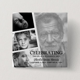 Moderne Foto-Lebensgeschichte Collage Beerdigung Button