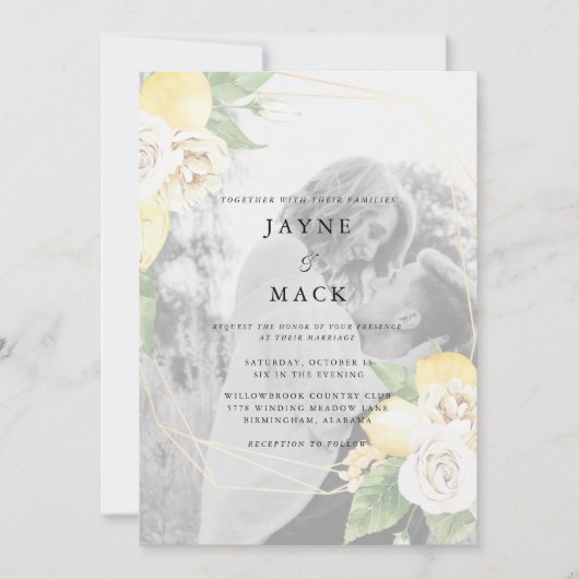 Moderne Foto Lemons Hochzeit Einladung (Vorderseite)