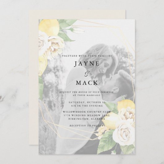 Moderne Foto Lemons Hochzeit Einladung (Vorne/Hinten)