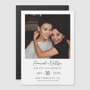 Moderne Foto LGBTQ Magnetic Save the Date Card Magneteinladung