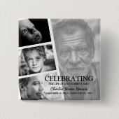 Moderne Foto Life Story Collage Beerdigung Button (Vorderseite)