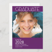 Moderne Foto-Lila-Graduierungspartei Einladung (Vorne/Hinten)
