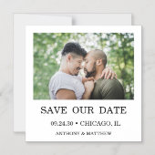 Moderne Foto Magnetic LGBTQ Save the Date Karte (Vorderseite)