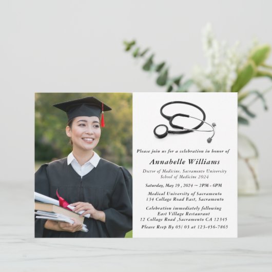 Moderne Foto MD Doktorand Einladung (Stehend Vorderseite)