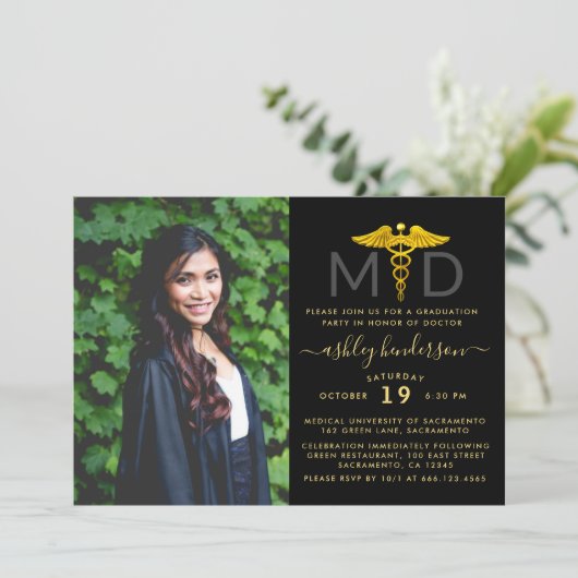 Moderne Foto MD Doktorand Einladung (Stehend Vorderseite)