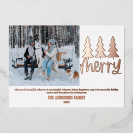 Moderne Foto Merlin Pink Gold Foil Ferienkarte Folien Feiertagskarte