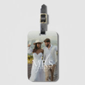 Moderne Foto-Monogramm Frischvermählte Reise Gepäckanhänger (Vorderseite Vertikal)
