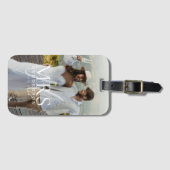 Moderne Foto-Monogramm Frischvermählte Reise Gepäckanhänger (Vorderseite (Horizontal))