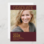 Moderne Foto Morron and Gold Graduation Party Einladung (Vorne/Hinten)