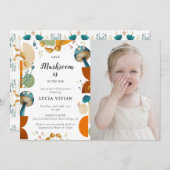 Moderne Foto Mushroom Babydusche Einladung (Vorne/Hinten)