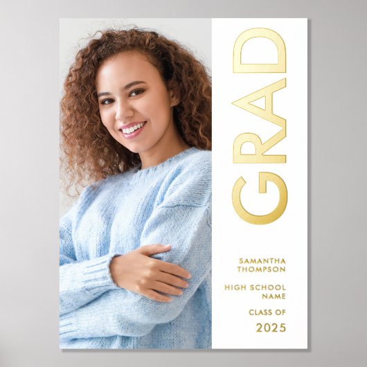 Moderne Foto Name Class of 2025 Abschluss Real Foliendrucke (Vorderseite)