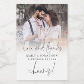 Moderne Foto Name Datum Liebe Dank Gastgeschenk Ho Weinetikett (Einzelnes Label)