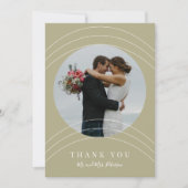 Moderne Foto-Namen Skript sage Grün Hochzeit Dankeskarte (Vorderseite)