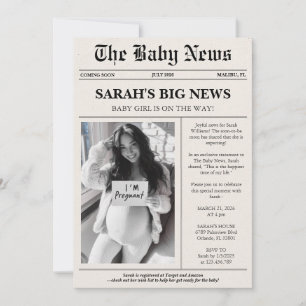 Moderne Foto Newspaper Babydusche Einladung