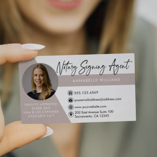 Moderne Foto Notar Signatur Agent Business Card Visitenkarte