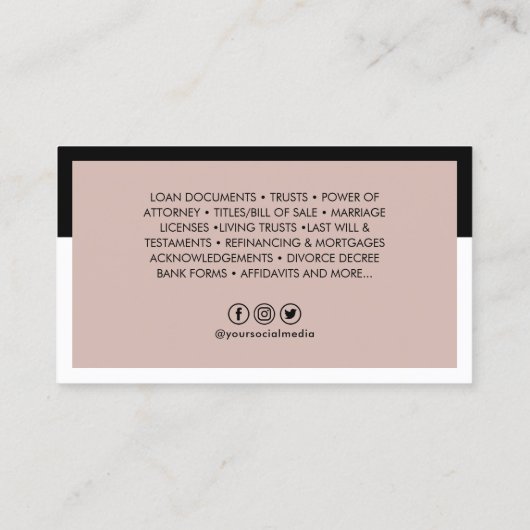 Moderne Foto Notar Signatur Agent Business Card Visitenkarte (Rückseite)