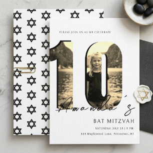 Moderne Foto Nummer 10 Bat-Mizwa-Einladung Einladung