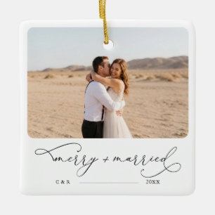 Moderne Foto-Ornamente Fröhlich & Verheiratet Fo Keramikornament