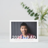 Moderne Foto-Overlay-Graduierungspartei Ankündigungspostkarte (Stehend Vorderseite)