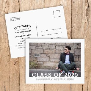 Moderne Foto-Overlay-Graduierungspartei Ankündigungspostkarte