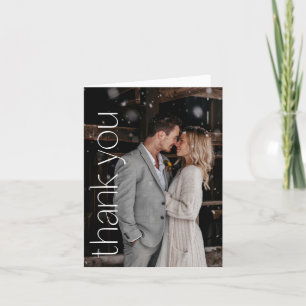 Moderne Foto-Overlay-Hochzeit benutzerdefinierte N Dankeskarte